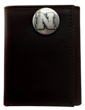 Nebraska Cornhuskers Genuine Leather Trifold Wallet with Concho-Enmon-New in Tin