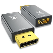 2-Pack DisplayPort 1.4 to HDMI 2.1 Adapter 8K@60Hz 4K@144Hz GPU PC Gaming