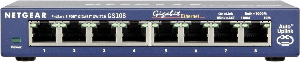 NetGear ProSafe (GS108 v2) 8-Port Gigabit External Ethernet Switch w/ Power Cbl - Image 2 of 4