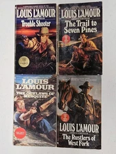 Lot of 4 Louis L'amour Hopalong Cassidy Novels paperback USED Bantam Books
