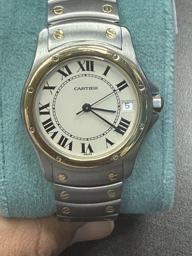 Cartier Santos ronde White Roman Dial on TT 1910 with Box