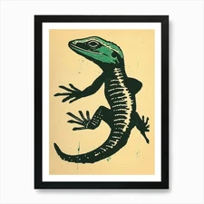 Forest Green Skinks Lizard Bold Blo Framed Wall Art Poster Canvas Print Picture