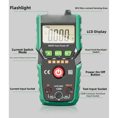 Stromkreistester Digital Multimeter für Heimwerker Elektriker Auto Power Off 15