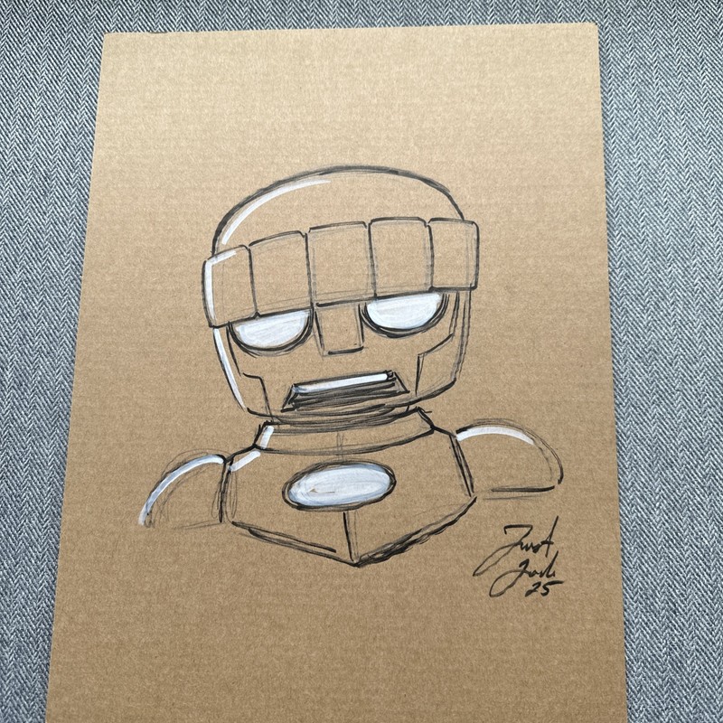 X-men Sentinel Original Art on 9x12 Cardboard by Artist Just Josh.