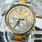 VINTAGE SEIKO CHRONOGRAPH 7A38-7069 QUARTZ JAPAN TWO-TONE/GRAY MEN'S WATCH
