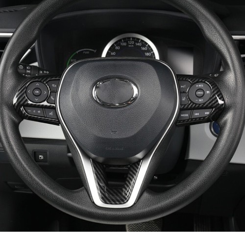 Steering Wheel Trim 3pcs ABS Carbon fiber For Toyota Corolla 2019-2023 Car