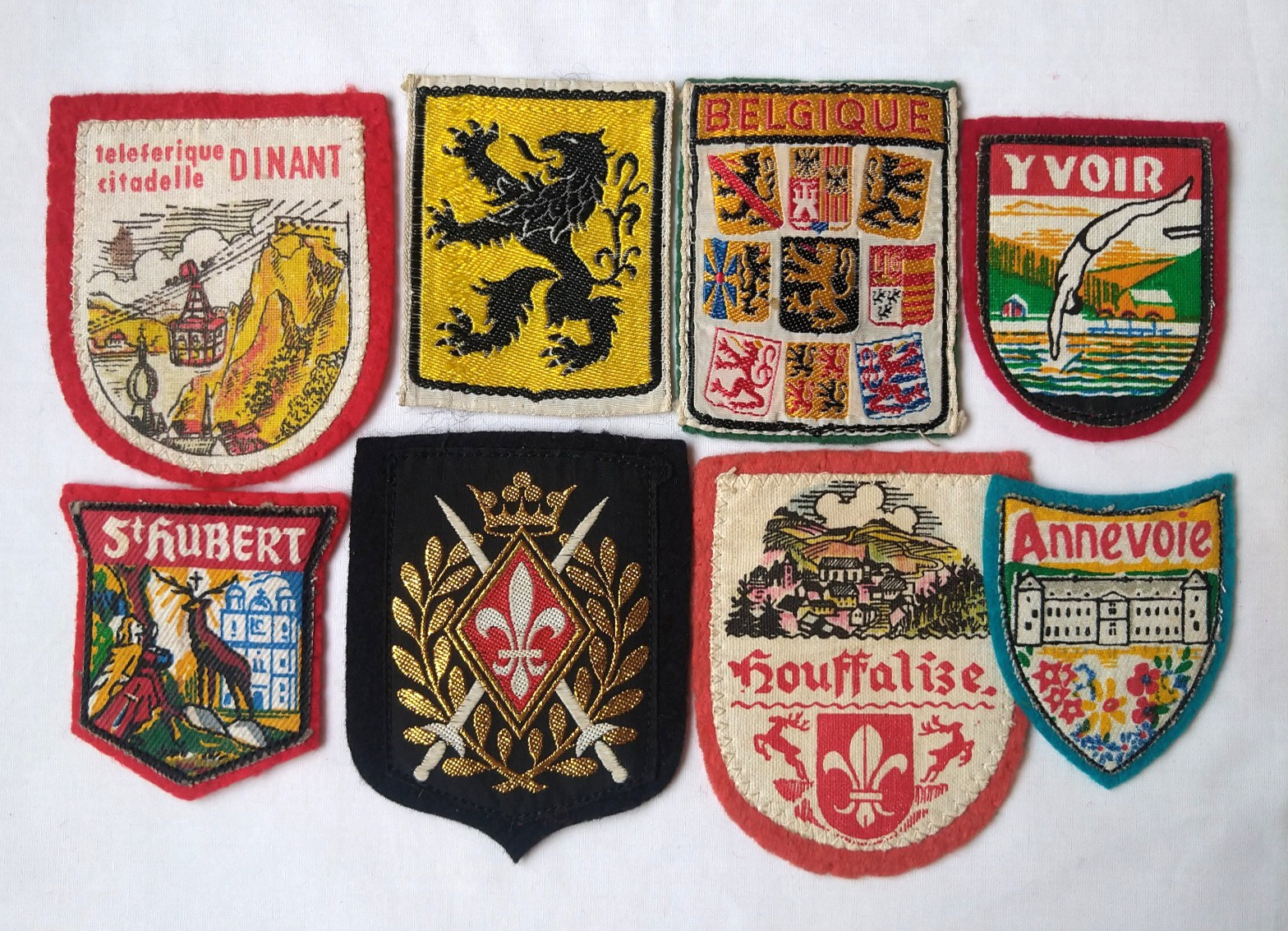 Belgium Travel Patches Vintage Lot of 8 European City Souvenir Sew-on Badges Set