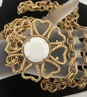 Vintage 1970’s Milk Glass Floral Necklace/ Belt Reminiscent Of Yves Saint Lauren