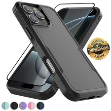 For iPhone 16 Pro Max/16 Pro/Plus Case Shockproof Phone Cover + Screen Protector