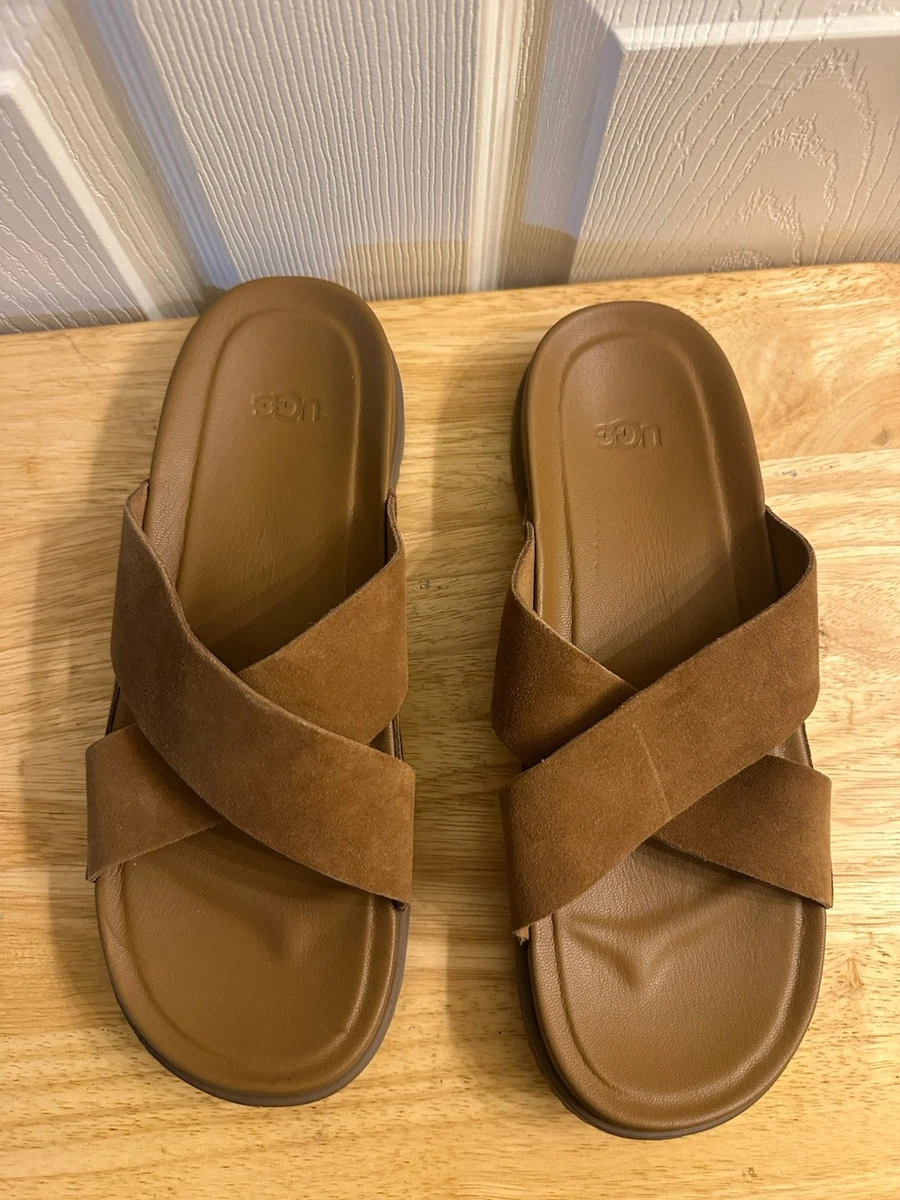 UGG men’s 12 Suede Cross-Strap Sandals brown UGG 1137910 CHE GOLDENSTAR CROSS SLIDE Sandaletts in brown  main image 3