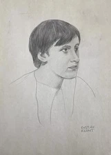 Gustav Klimt COA Painting Original Drawing Signed Art on Paper