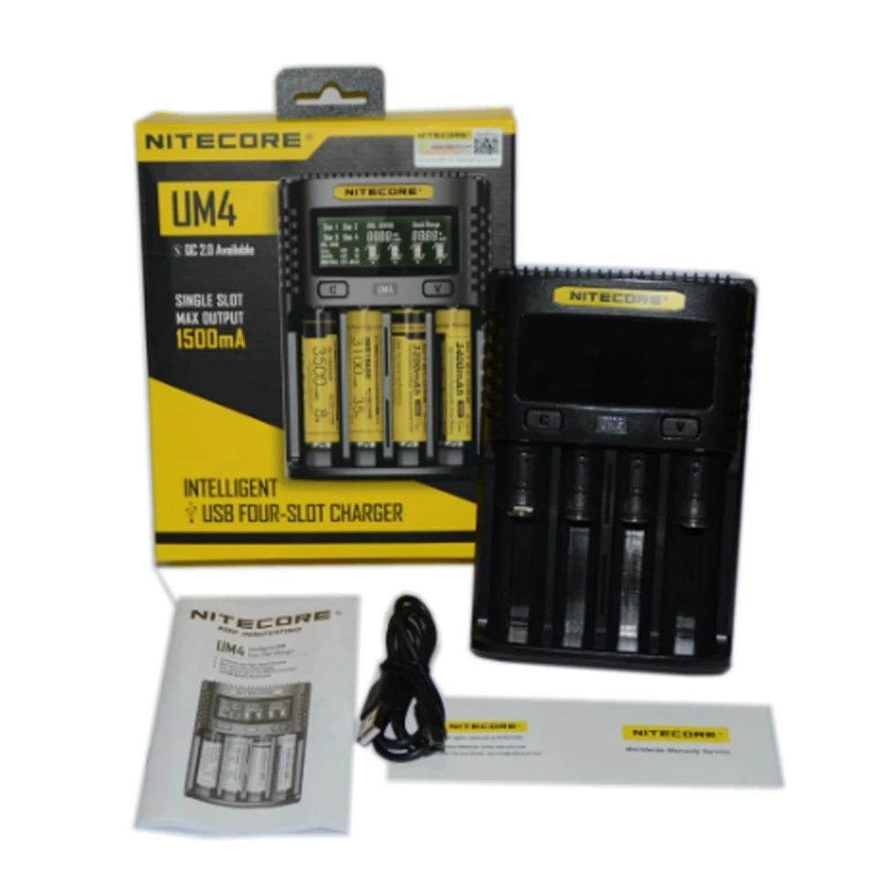 Nitecore UM4 4-Bay Digital Battery Charger LCD Display for IMR/Li-ion/LiFePO4 QC - Image 4 of 4