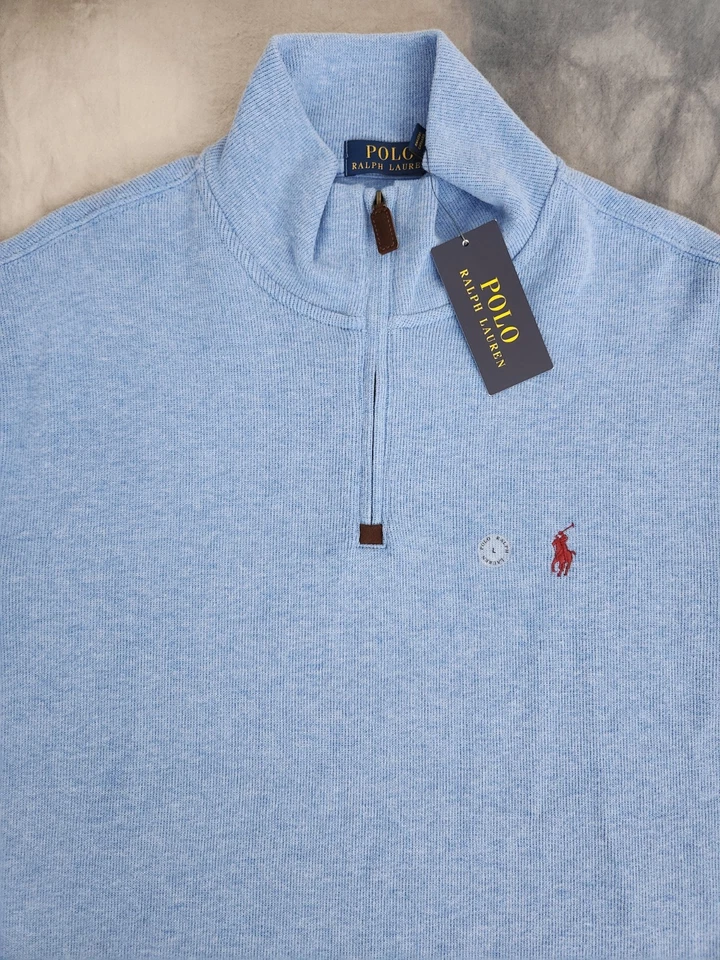 Polo Ralph Lauren Cuarto Cremallera Borgoña Poni Azul Suéter Para Hombre Talla Grande Nuevo Foto 3 de 4