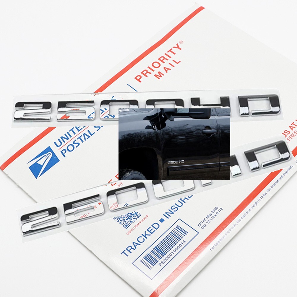 2PCS 2500 HD Front Door Tailgate Badges Nameplates Emblem Letters  for  Sierra