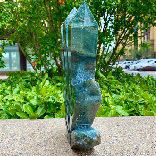 7.67LB Rare Water Grass Agate Column - Dynamic Crystal Energy Point - 第 5/15 張圖片
