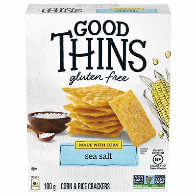 4 X Good Thins Gluten Free Corn Crackers Sea Salt Flavor 100g Each