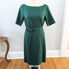 Modcloth Emerald Green Belted Midi Dress