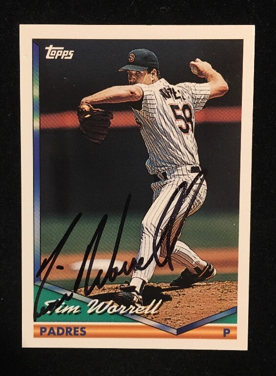 TIM WORRELL 1994 TOPPS AUTOGRAPHED SIGNED AUTO BASEBALL CARD 458 PADRES