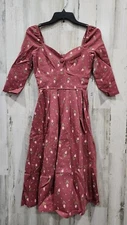 UNIQUE VINTAGE Rose & Pink Tulip Print Half Sleeve Swing Dress Size XS**NWT**