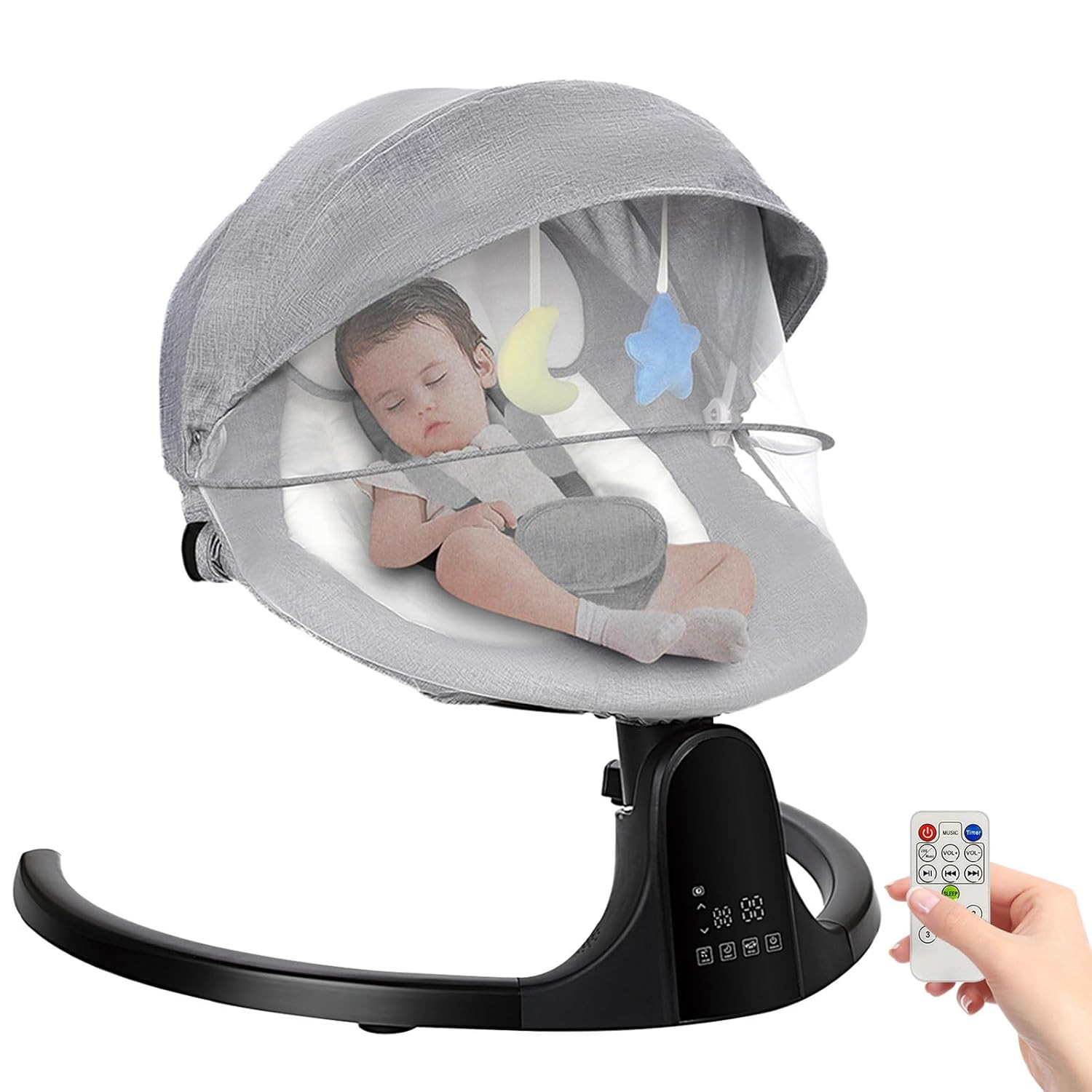 Automatic Baby Swing for Newborn Infants with 5 Speeds 3 Seat Angles, Electric I