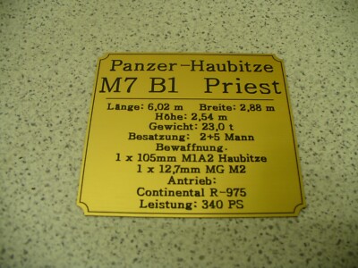 Namensschild für Modellständer oder Diorama - M7 B1 Priest