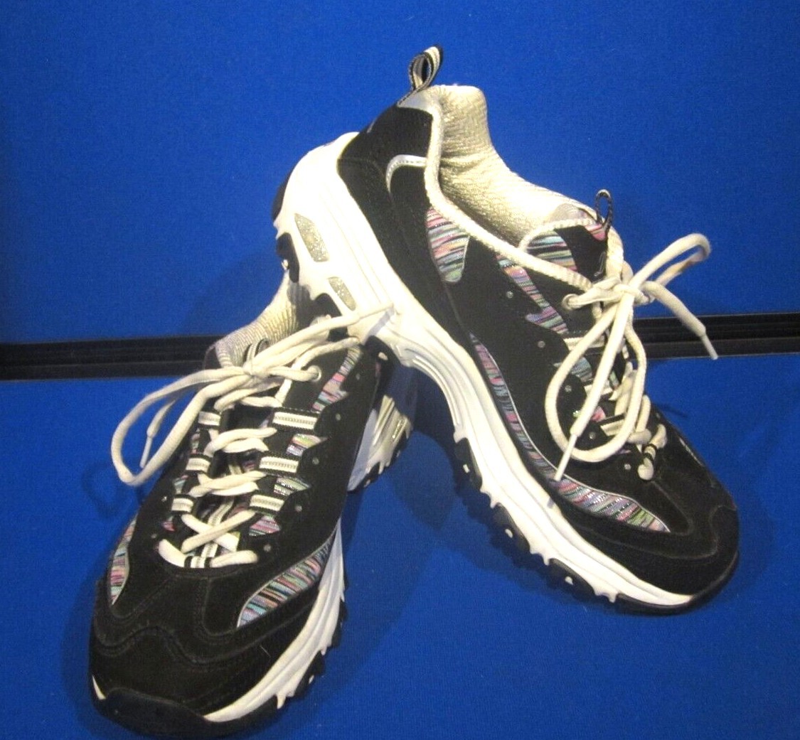 Skechers Shoes Womens D'Lites Walking Sneakers Black Suede