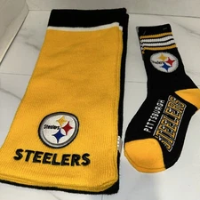 New Adult Pittsburgh Steelers Knitted NFL Socks & Scarf Socks Has Tags