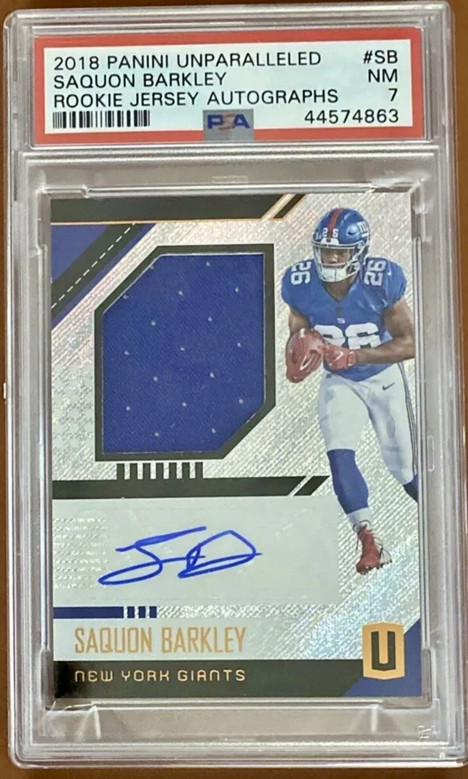 Saquon Barkley Panini Unparalleled Rookie Jersey Autographs #SB Base