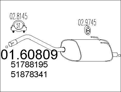 Silencieux arrière Fiat Panda 1.4 echappement voiture essence