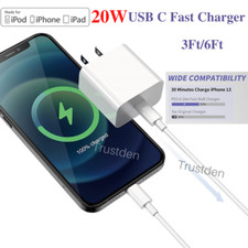 PD 20W USB C Fast Wall Charger Power Adapter For iPhone 13/12/11 Pro Max XR iPad