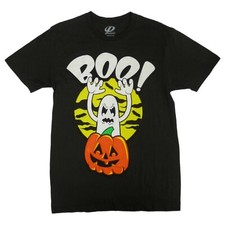 Halloween Mens Black Ghost Pumpkin Boo Graphic T-Shirt
