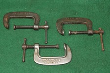 Lot of THREE (3) Vintage Mallable Iron Made in USA 2" C-Clamps Inv#WC09