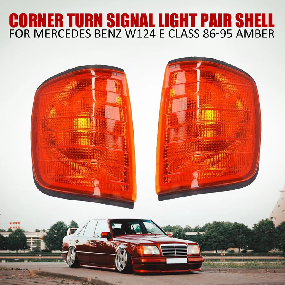 Par de carcasas de luz de señal de giro de esquina para Mercedes Benz W124 Clase E 86-95 ámbar Foto 2 de 4