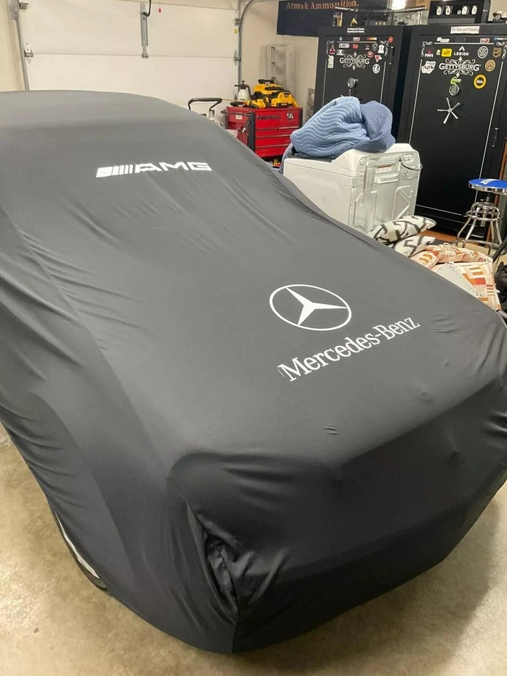Black Car Cover For Mercedes AMG Class Dustproof Universal Sedan Car Cover Foto 2 de 4