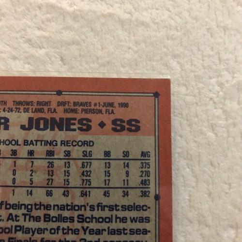 1991 Topps Atlanta Braves Chipper Jones #1 Draft Pick Rookie #333 *HOF* (mint) - Picture 10 of 12