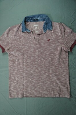 Mavi Fitted Denim Collared Cotton Polo Shirt. Heather Burgundy, Women's L. GUC!!