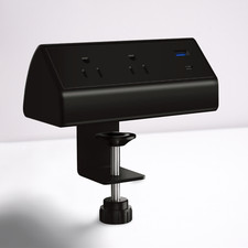 Desk Power Strip 18W USB-C Fast Charge 6FT Surge Protector Clamp Black