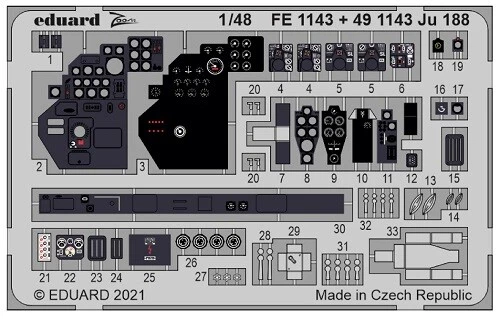 Eduard Accessories FE1143 - 1:48 Ju 188 for REVELL - Neu