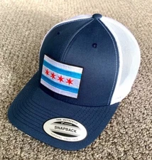 Chicago City Flag Hat Chicago Police SnapBack Trucker Mesh Cap USA Handcrafted!