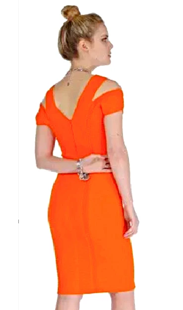 Abito body Versace con ritagli spalle stile fascia arancione taglia US M IT 44 $2230