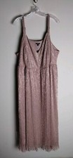 Torrid Pink Plisse Pleated Bodice Shimmer Tea Length Dress w/ Pockets 5/5X/28