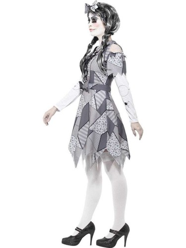 CA87 Ladies Damaged Broken Rag Doll Fancy Dress Halloween Zombie Horror Costume - Picture 4 of 4