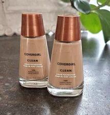 2 bottles Covergirl 148 PERFECT BEIGE Clean Liquid Foundation NEW!