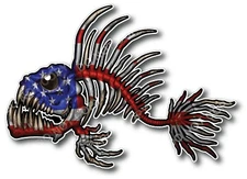USA Bone Fish Sticker American Flag Fishing Cup Car Window Bumper Decal Kayak