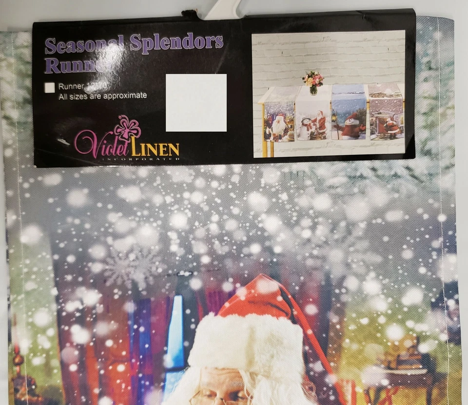 Long Printed Table Runner, 12"x70", CHRISTMAS, WINTER,SANTA WITH A RECEIPT, VL - Image 3 of 4