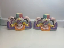 2 Handcrafted 1999 LOTUS Ceramic INC. Figurines mask flowers Candle Holders