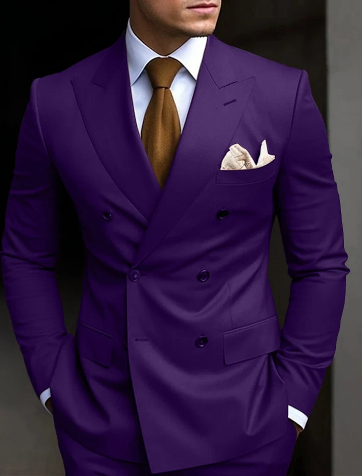Men Suits Double Breasted Slim Fit