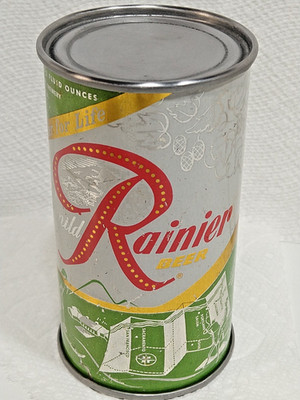 Nice Lime Green Rainier Flat top beer can ( Golden Gate Bridge)