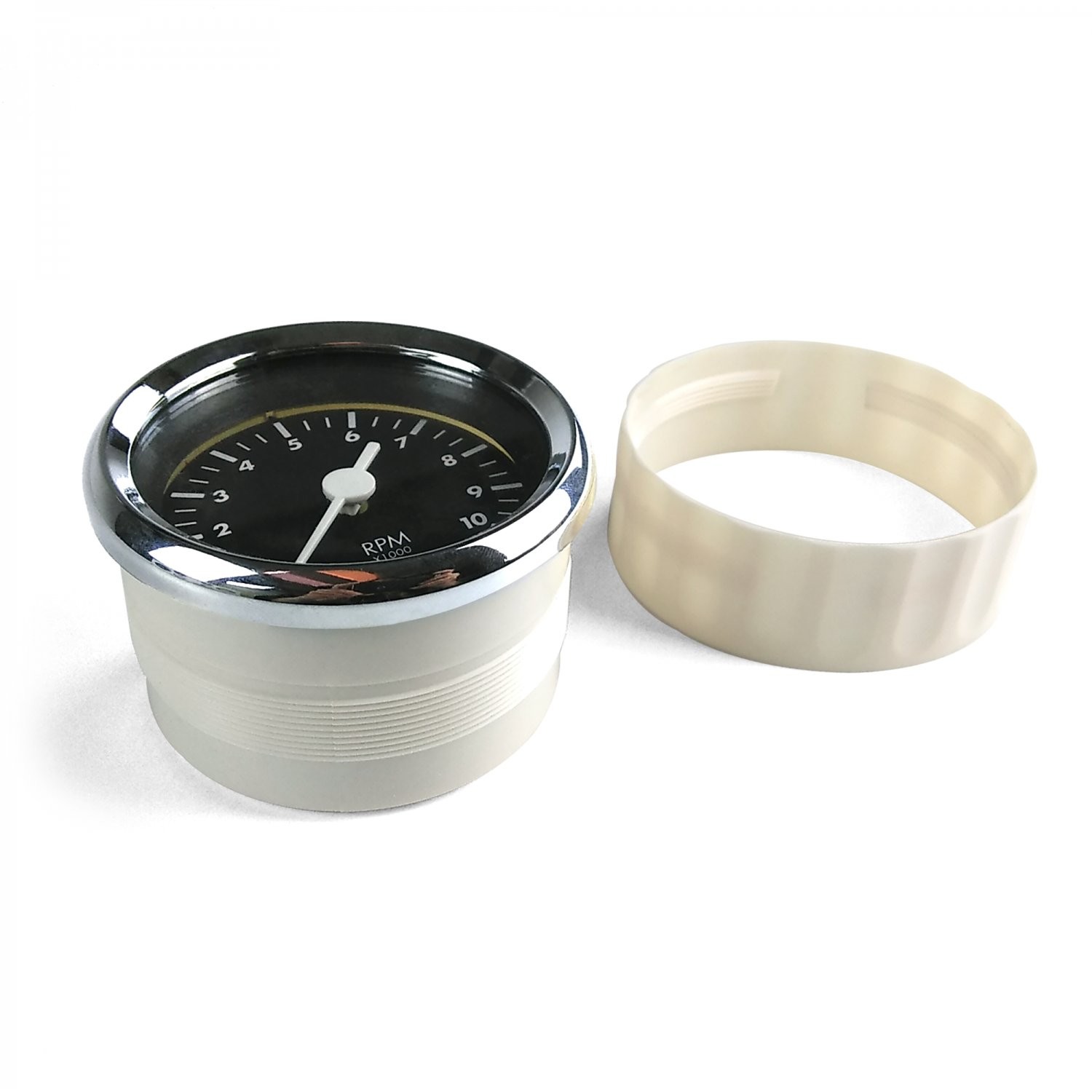 6 Gauge Kit SAE OG Classic Black White V Needles Chrome Trim Instrument Custom