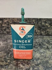 Vintage Singer Sewing Machine Oil 4 oz Metal Can (Lot 308)